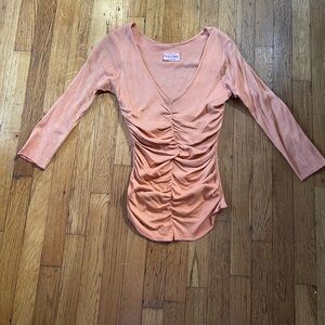 Michael Stars Orange Long Sleeve Ruched Top